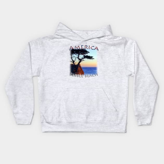 America - California - Pebble Beach Kids Hoodie by TouristMerch